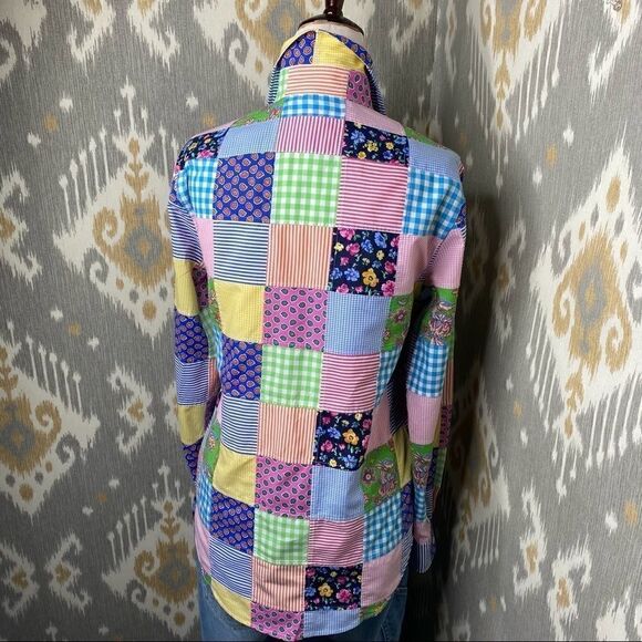 Ralph Lauren Classic Fit Multi Patchwork Cotton Poplin Button Up Shirt - Picture 16 of 16